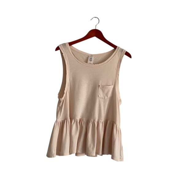 We The Free Continental Peplum Tank Top Sz S Pale Pink Distressed Boho Chic - Picture 1 of 9